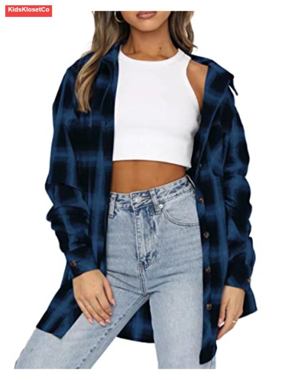 Women's Flannel Plaid Button Down Shirt Long Sleeve Casual
